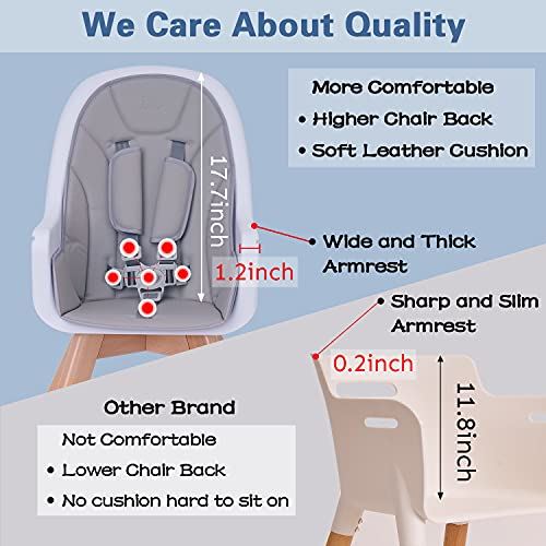 HM-TECH-Wooden Baby High Chair with Double Removable Tray