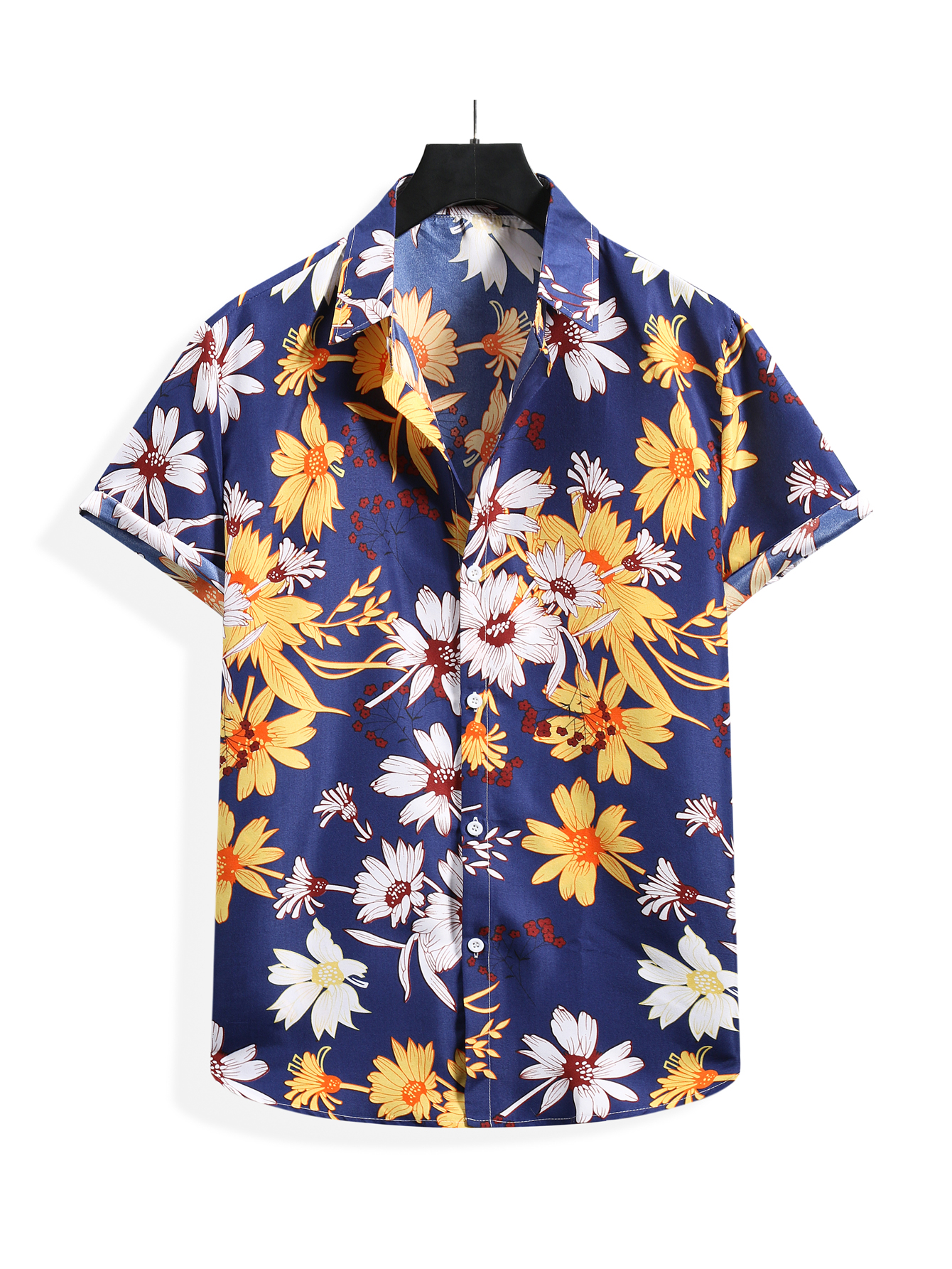 Floral Mens Printed Holiday Short Sleeve Shirts