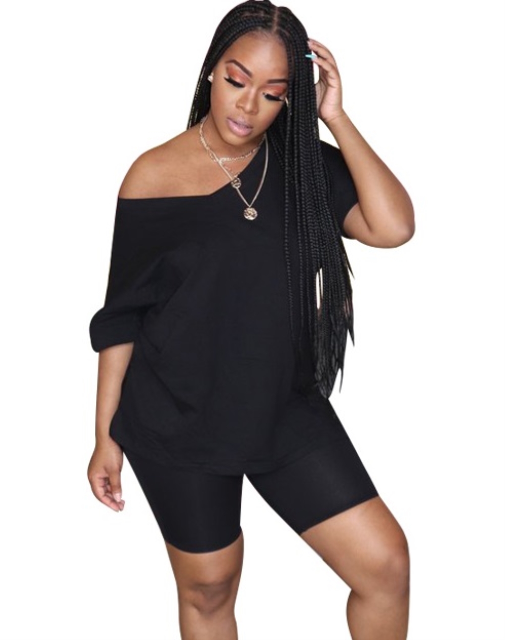 Summer Casual Two Piece Plain Shorts Set