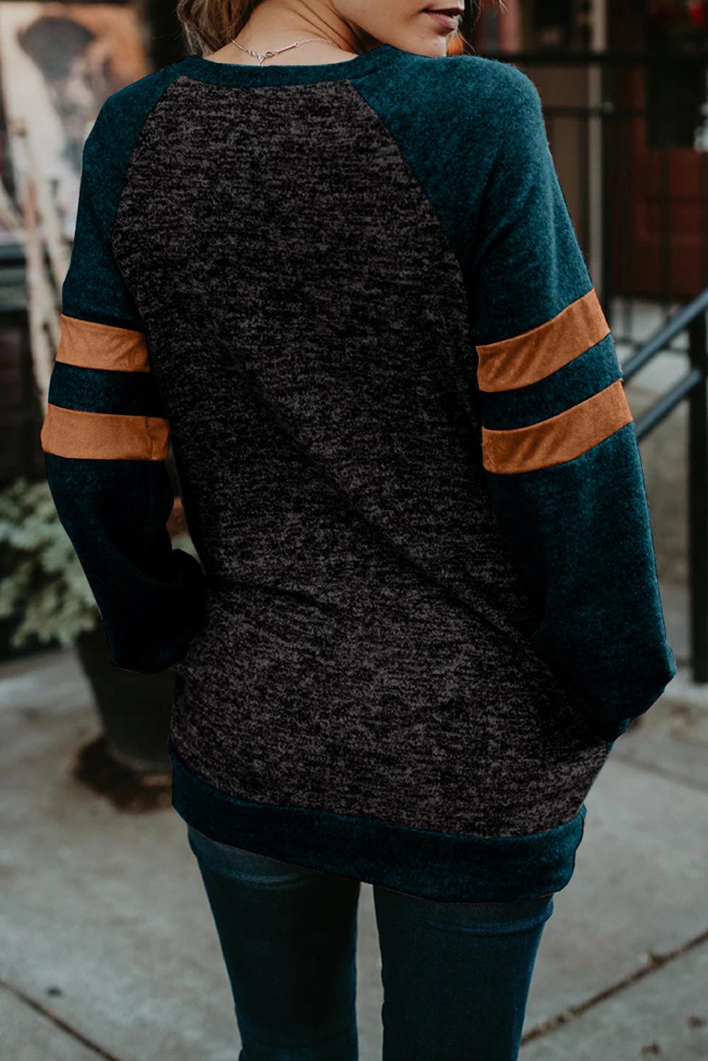 Green Fashion Casual Splice Loose Sweatshirt