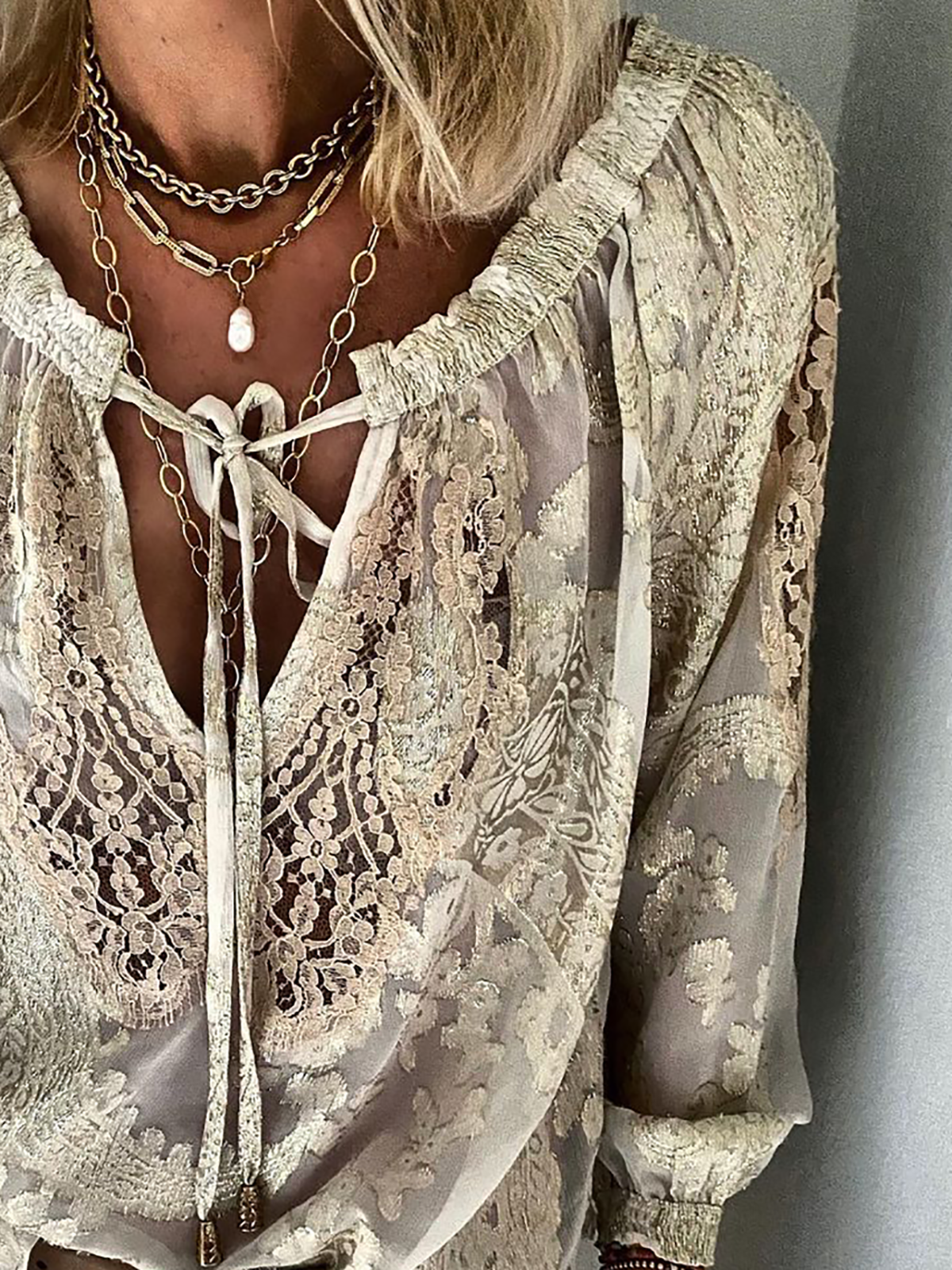 Plus size Boho Long Sleeve Shirts & Tops