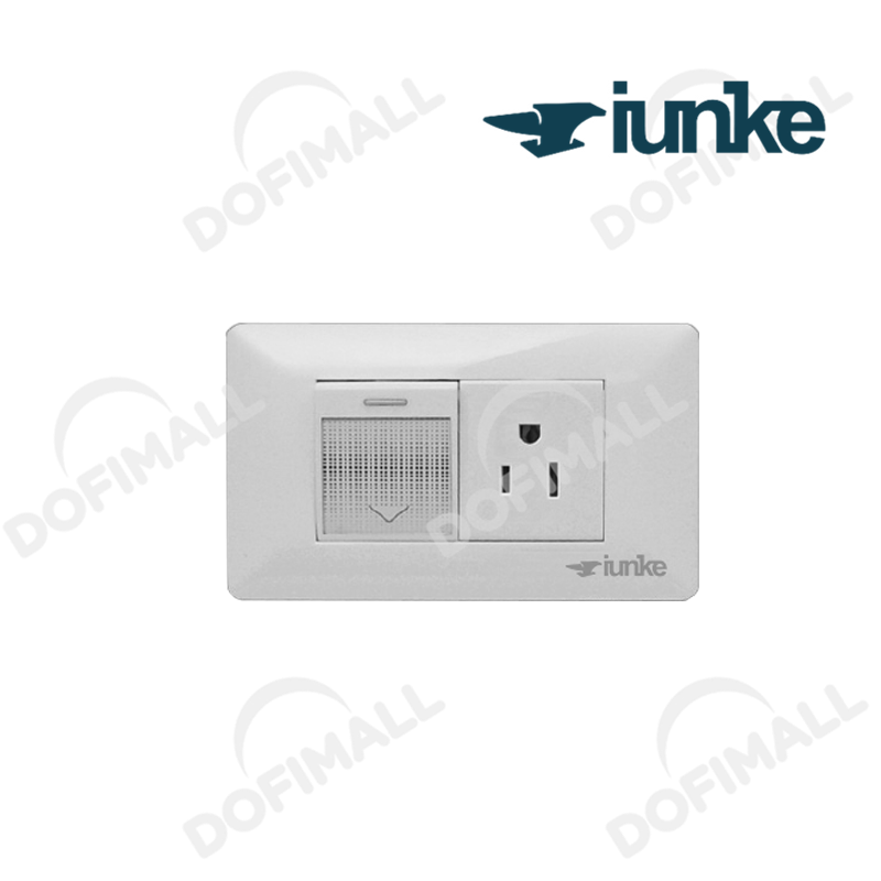 INTERRUPTOR CON LUZ Y TOMACORRIENTE SENCILLO POLO TIERRA COLOR BLANCO