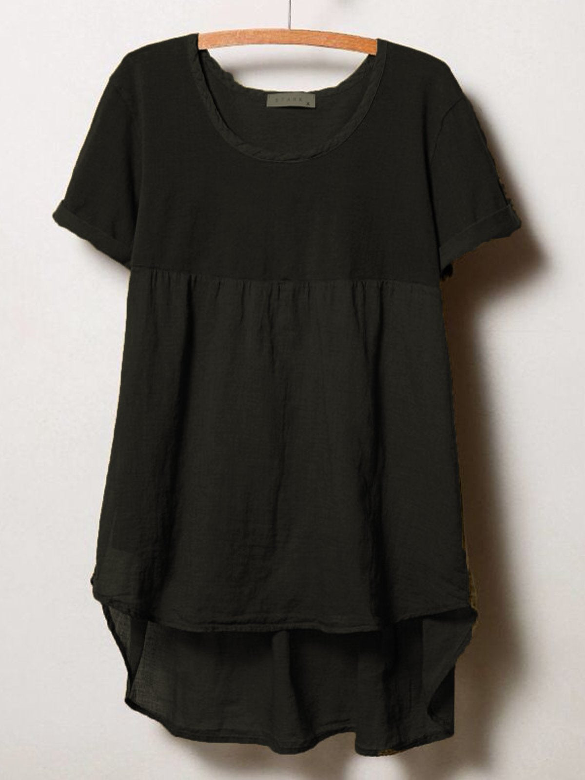 Plain Cotton Short Sleeve Casual Shirts & Tops