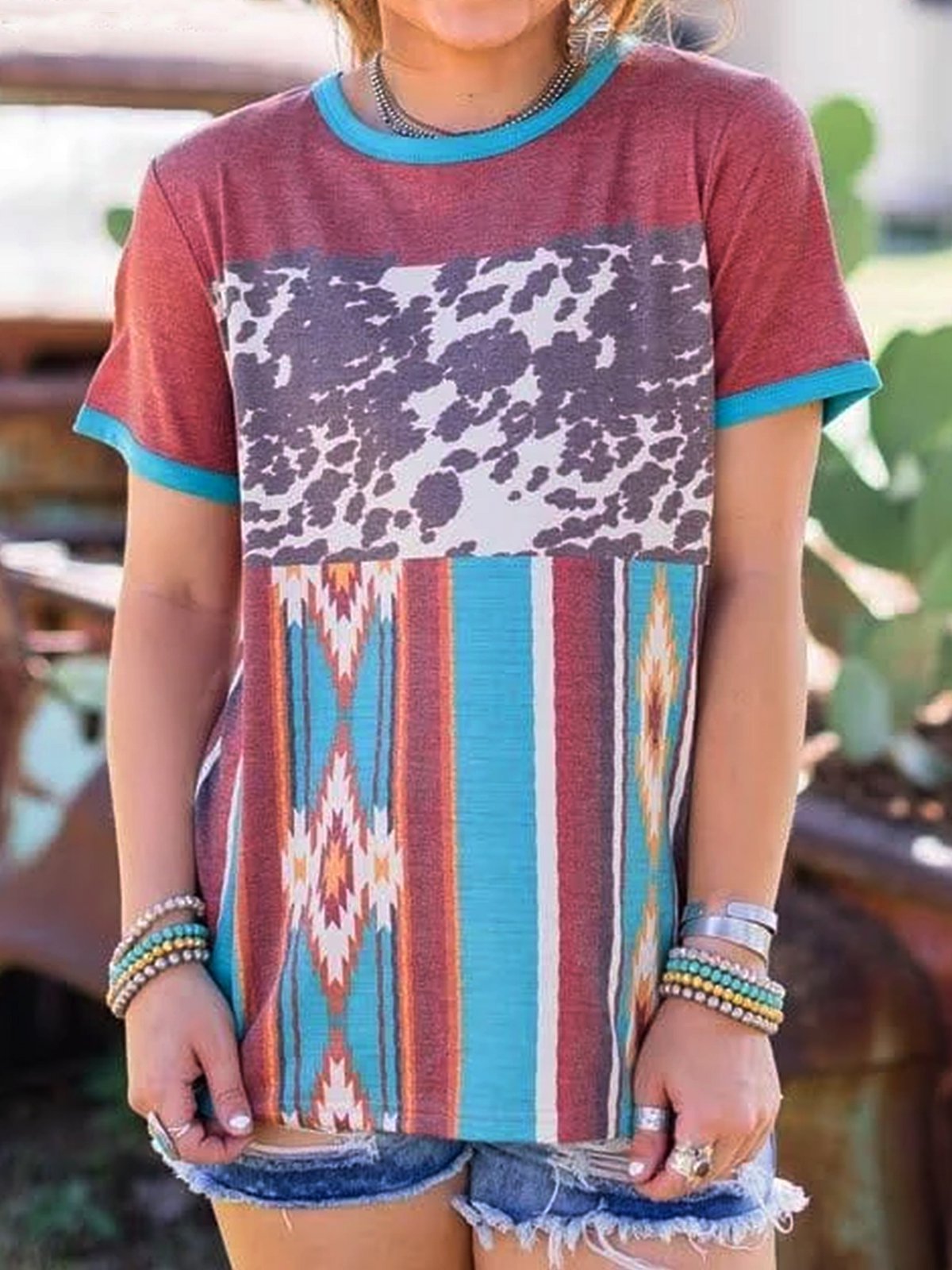 Short Sleeve Printed Casual Shirts & Tops