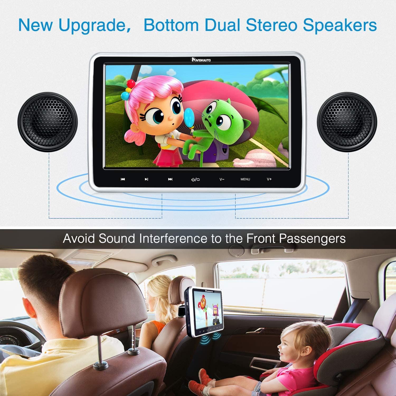 NAVISKAUTO 10.1�� Car DVD Player with HDMI Input Headrest Mount