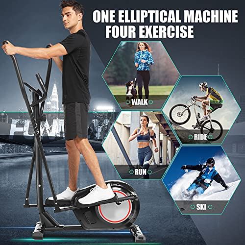 FUNMILY Elliptical Machine �C 8 Level Magnetic Resistance, APP Connect, Multi-Function- Black