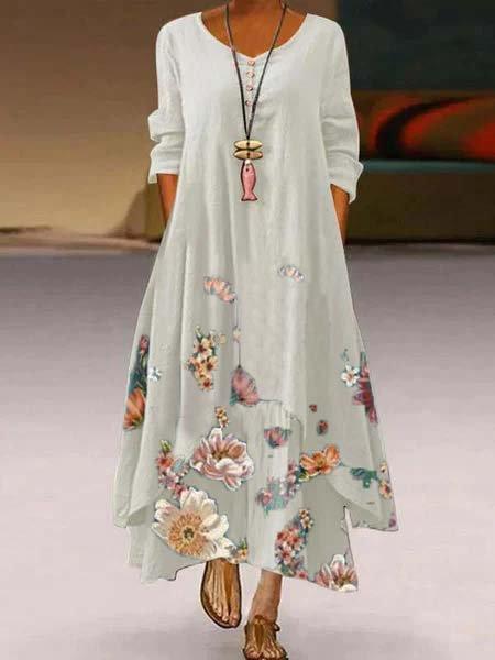 A-Line Casual 3/4 Sleeve Dresses