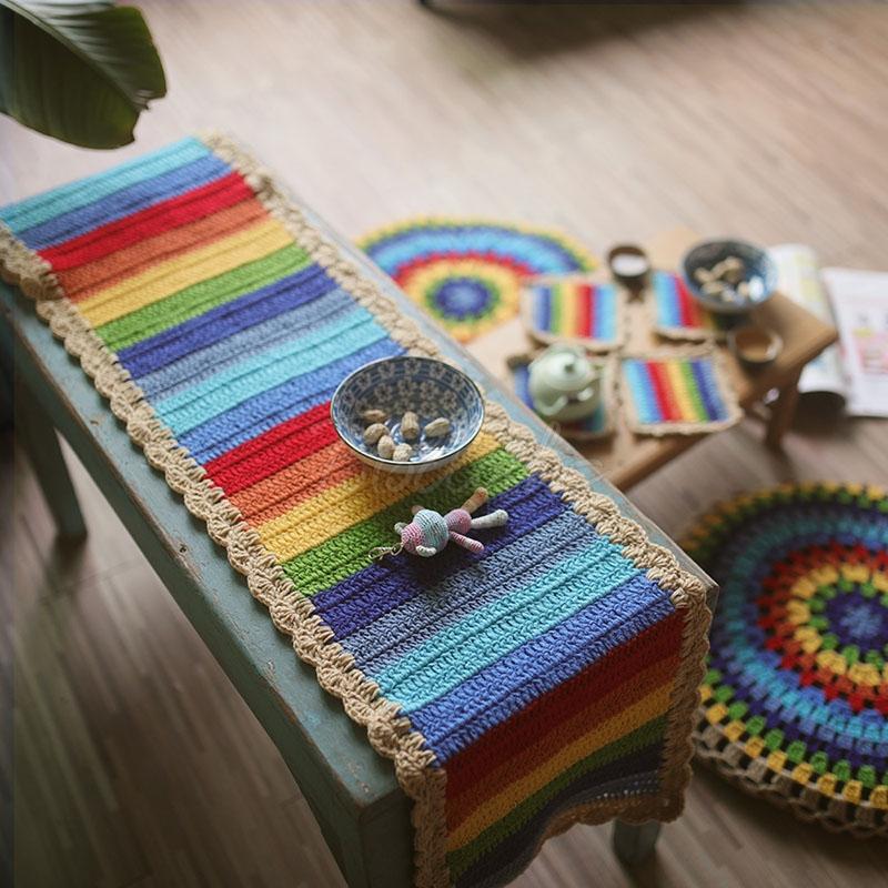 Rainbow Handmade Crocheted Table Mat