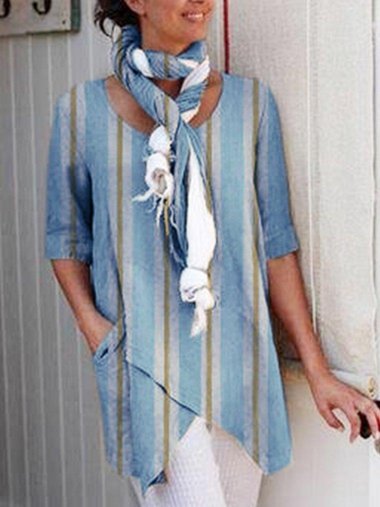 Vintage Long Sleeve Cotton Casual Tops