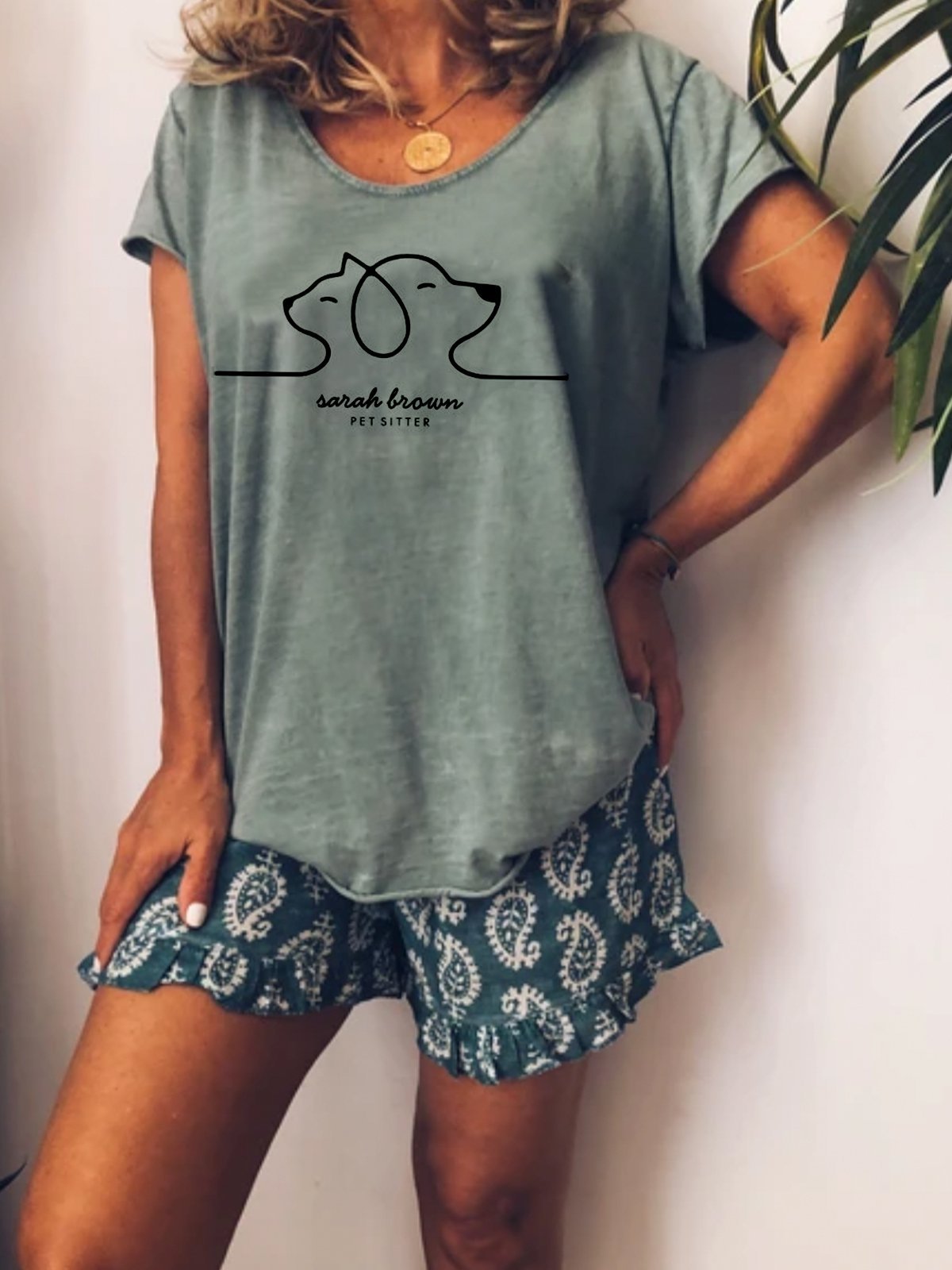 Casual basic simple short sleeve printed T-shirt