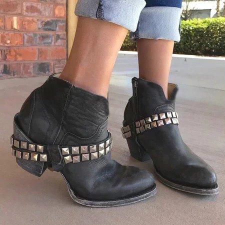Pu All Season Chunky Heel Boots