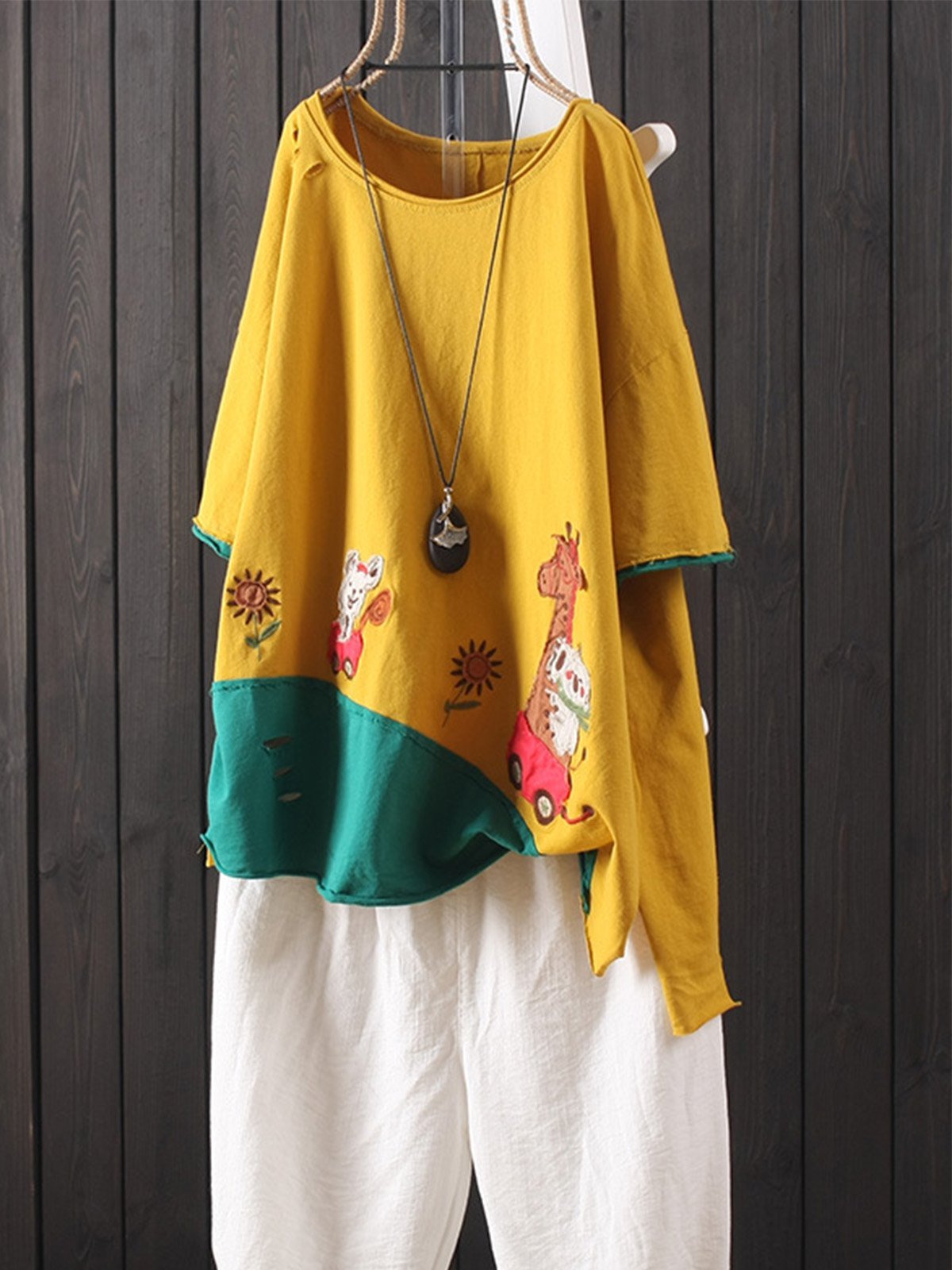 Casual Printed Cotton-Blend Short Sleeve Shirts & Tops