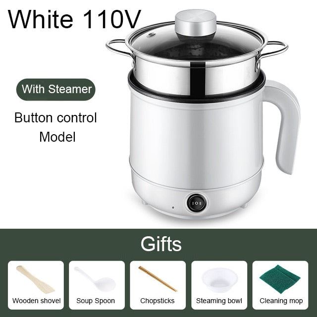 Multicooker Electric Skillet 1/2 Layer Stainless Steel Rice Cooker Hotpot Noodles Soup Pot Food Steamer