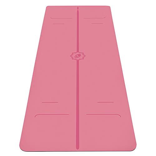 LIFORME Evolve Yoga Mat – Patented Alignment System, Warrior-Like Grip, Non-Slip, Eco-Friendly and Biodegradable- Pink