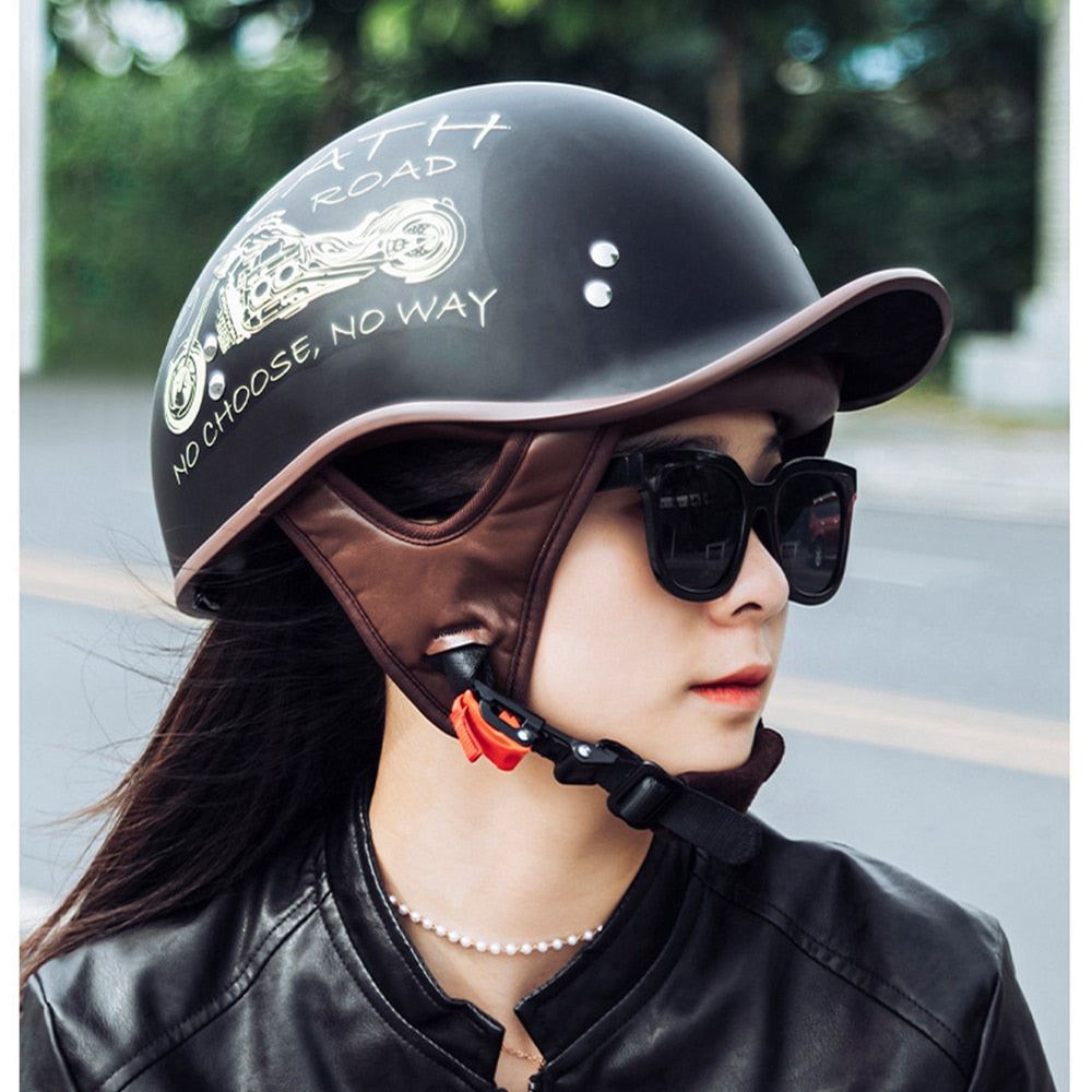 Retro Half Face Motorcycle Adult Helmet | Motorbike & Scooter