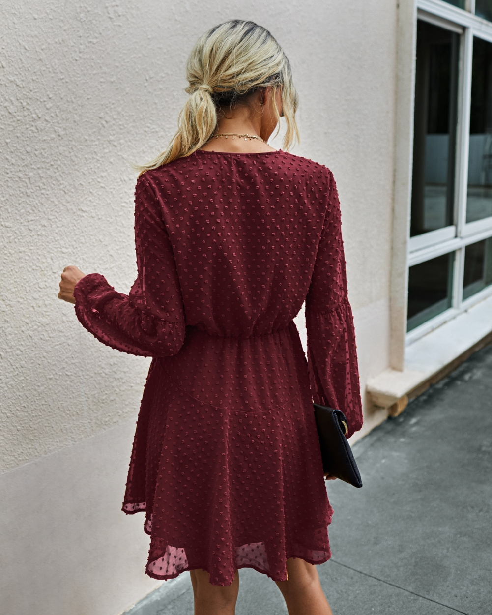 Western Long Sleeve V-Neck Skater Dress