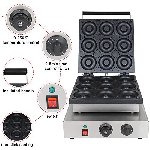generic Commercial Doughnut Baker Maker Machine 9 Holes 2.2KW 110V