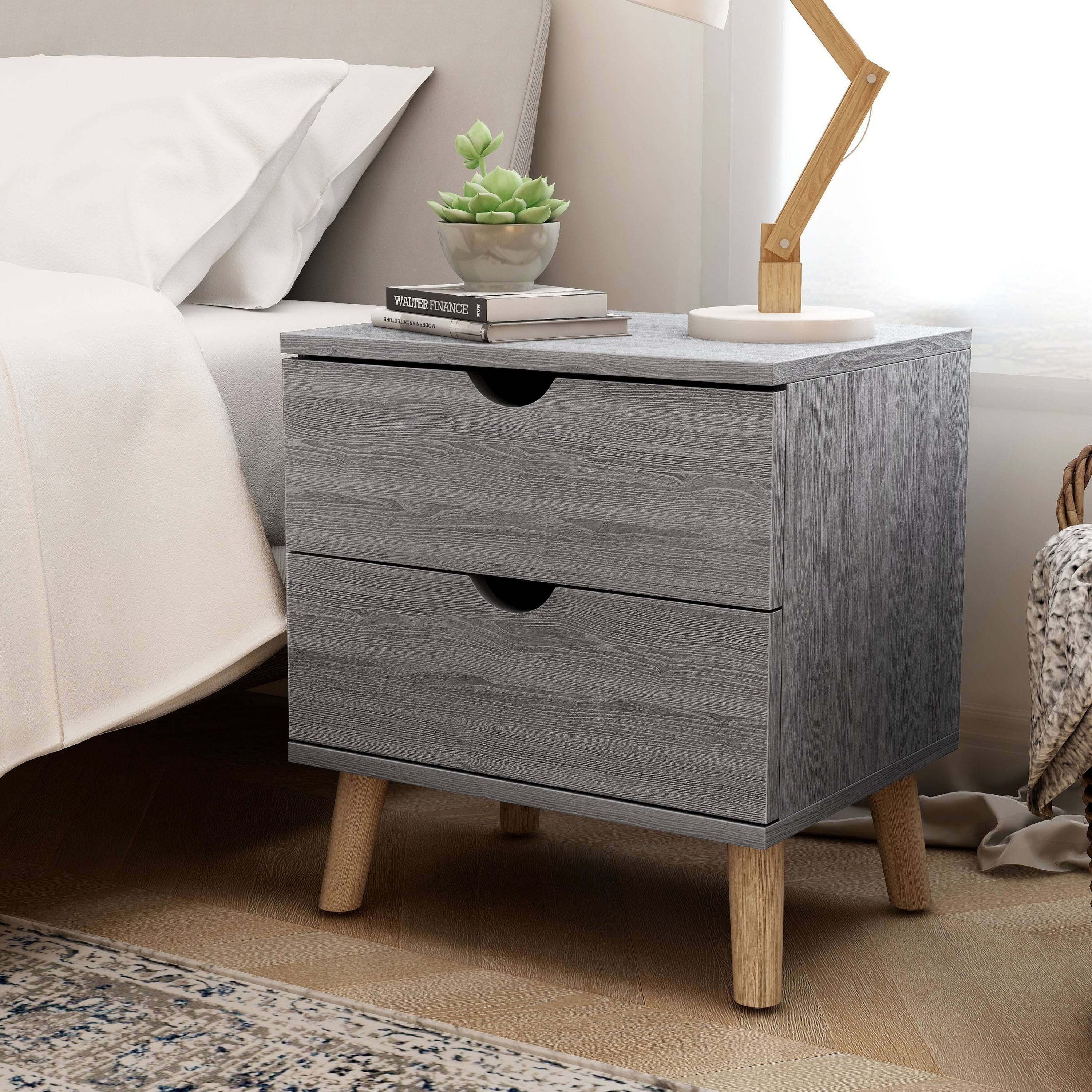 Carson Carrington Gjovik Contemporary Distressed Grey 2-Drawer Nightstand