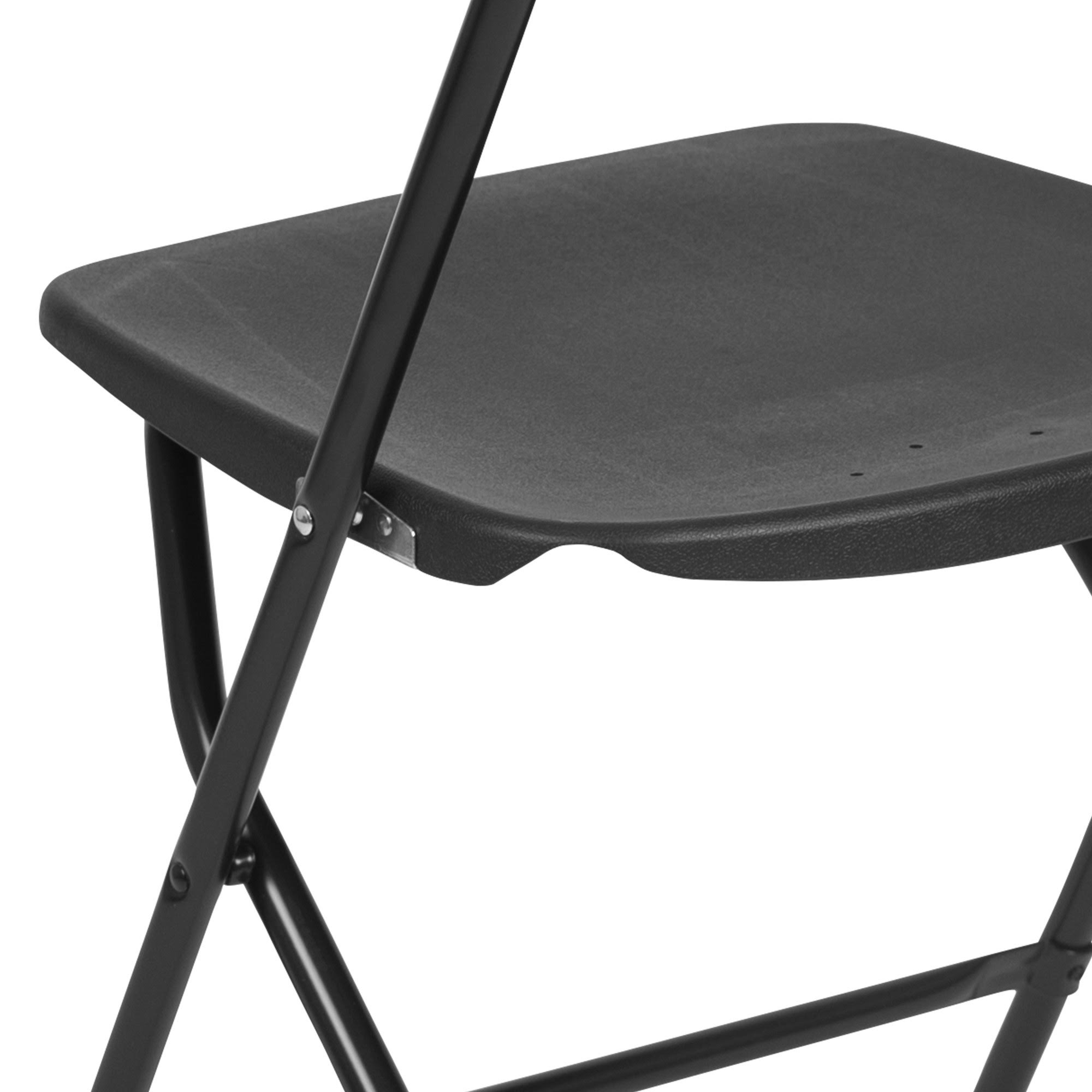Flash Furniture Hercules Plastic Armless Folding Chair, Black, 4/Pack