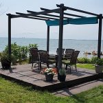PURPLE LEAF 10′ X 12′ Outdoor Retractable Pergola with Sun Shade Canopy Patio Metal Shelter for Garden Porch Beach Pavilion Grill Gazebo Modern Yard Grape Trellis Pergola, Turquoise Blue