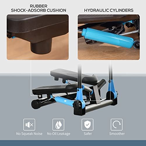 Soozier Twist Stair Stepper Machine with Rocking Handlebars, Cardio Climber Exercise Equipment with Hydraulic Resistance- Black & Blue
