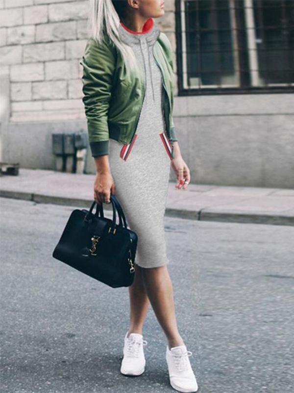 Winter Hot Style Multicolor High Collar Bottom Dress