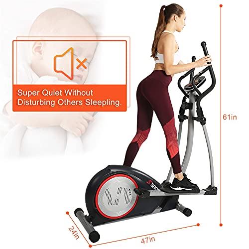 SNODE E20 Elliptical Exercise Machine, Cross Trainer Fitness Equipment with Hyper-Quiet Magnetic Driving System- Black