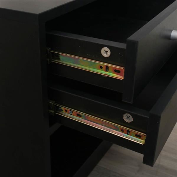 Bedside Cabinet Nightstand Side End Table with Two Round Handle Drawer