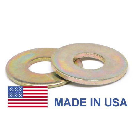 Asmc Industrial 5/8 inch Grade 8 Flat Washer SAE Pattern - USA Medium Carbon Steel Yellow Zinc Plated Pk 50
