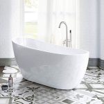 Acrylic Freestanding Bathtub Contemporary Soaking Tub with Brushed Nickel