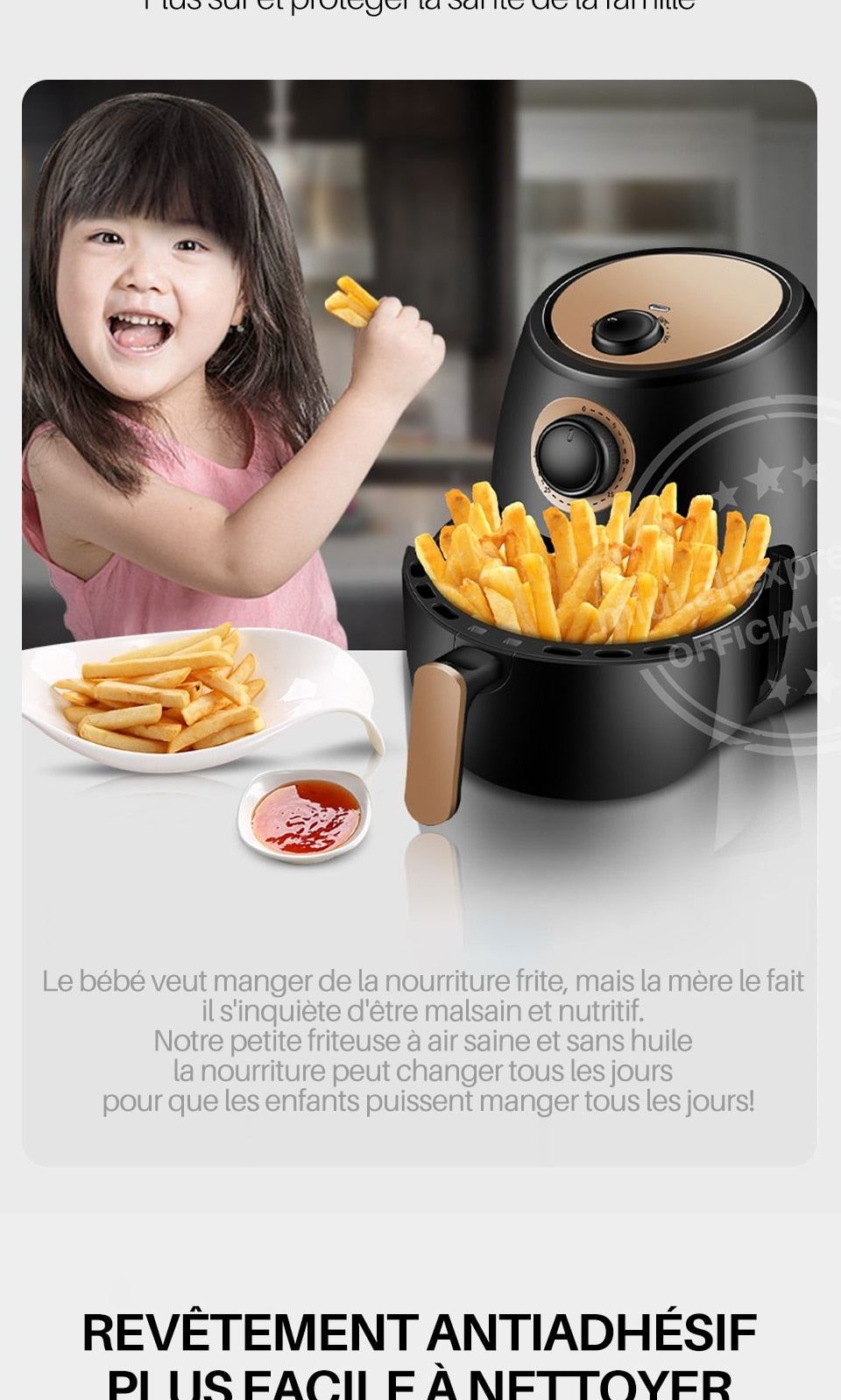 Smart Air Fryer without Oil Home Cooking MI-CYCLONE 2L Deep Fryer Cold Rolled Metal Disposable Molding Rock