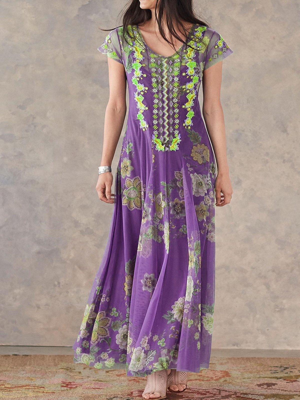 Blue Embroidered Sweet Dresses