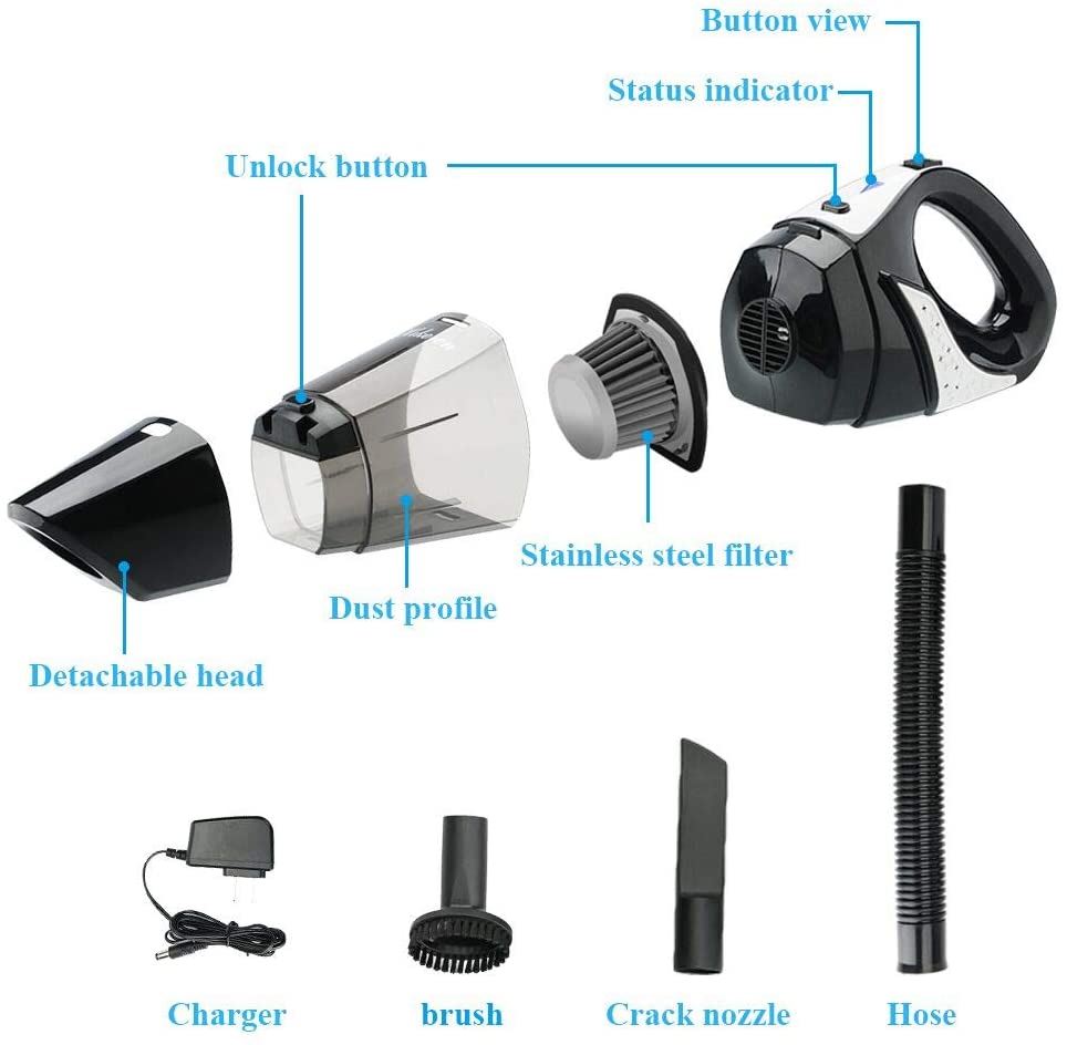 Handheld Vacuum, Hikeren 7Kpa Powerful Suction Wet & Dry Vacuum