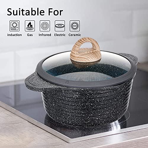 Nonstick, Induction Granite Coating Cookware Sets 18 Pieces with Frying Pan