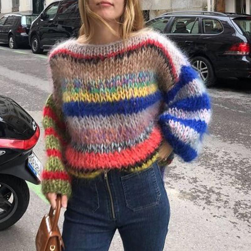 Stylish Color Striped Long Sleeve Sweater