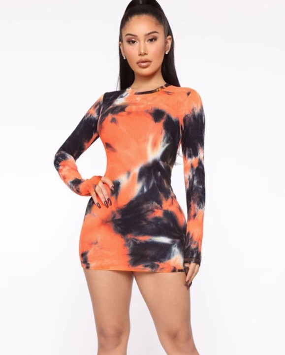 Sexy Long Sleeves Batik Bodycon Dress