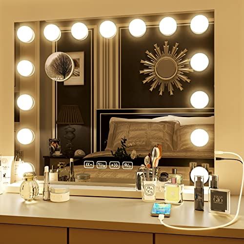 Hollywood Makeup Mirror with 15 LED, Lighted Vanity Mirror with 3 Color Modes