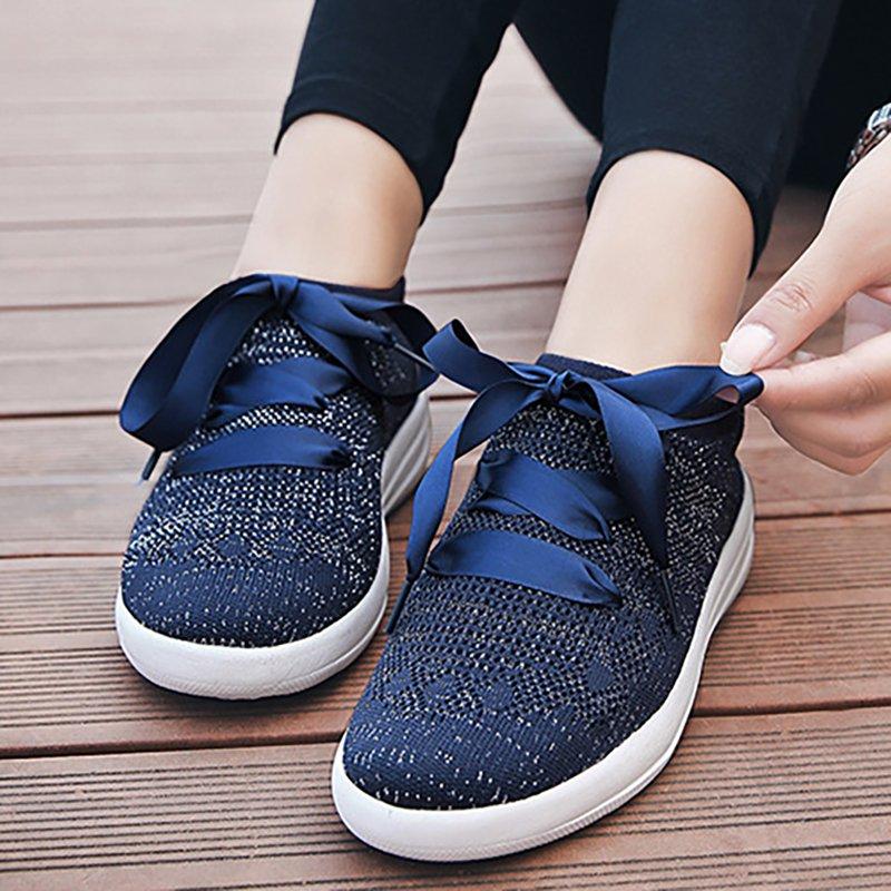 Women Fly Woven Fabric Sneakers Casual Comfort Slip On Shoes