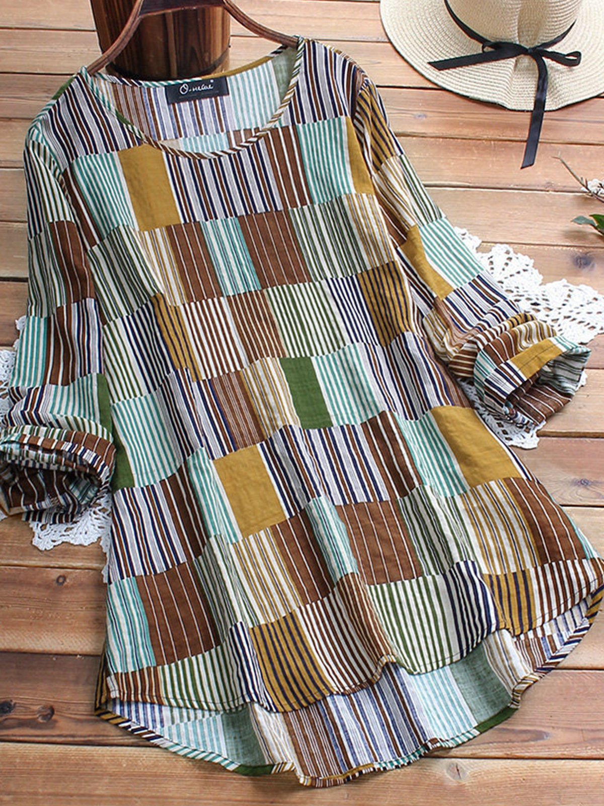 Cotton-Blend Long Sleeve Shirts & Tops