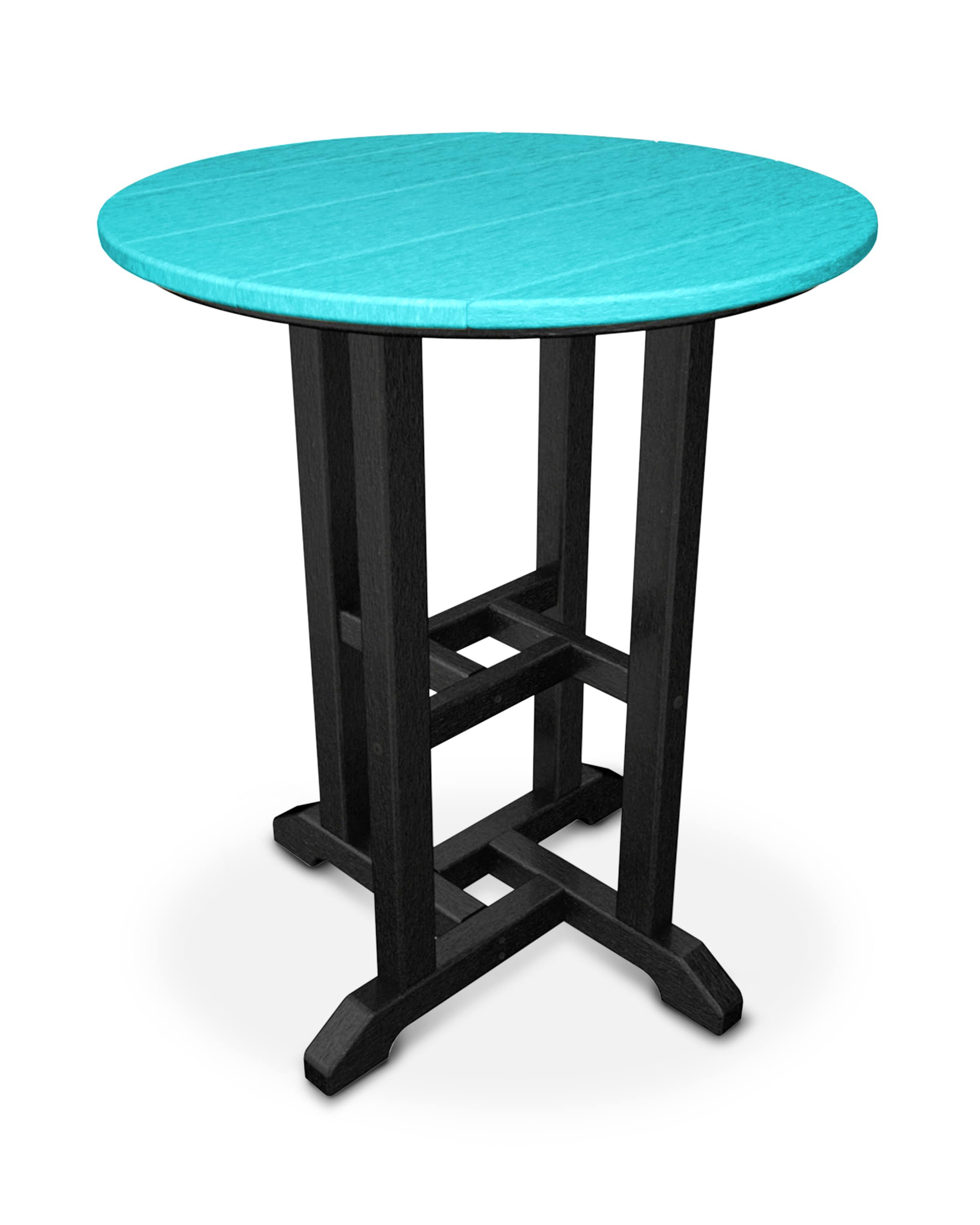 POLYWOOD Contempo 24x22 Round Dining Table - Black - Aruba