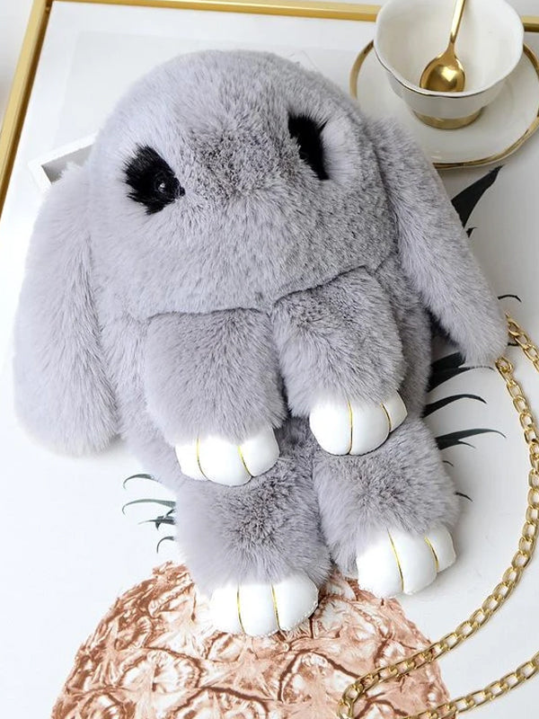 Cute Cartoon Rabbit Crossbody Bag New Plush Female Bag Chain Shoulder Bag Fashion Folder Bag