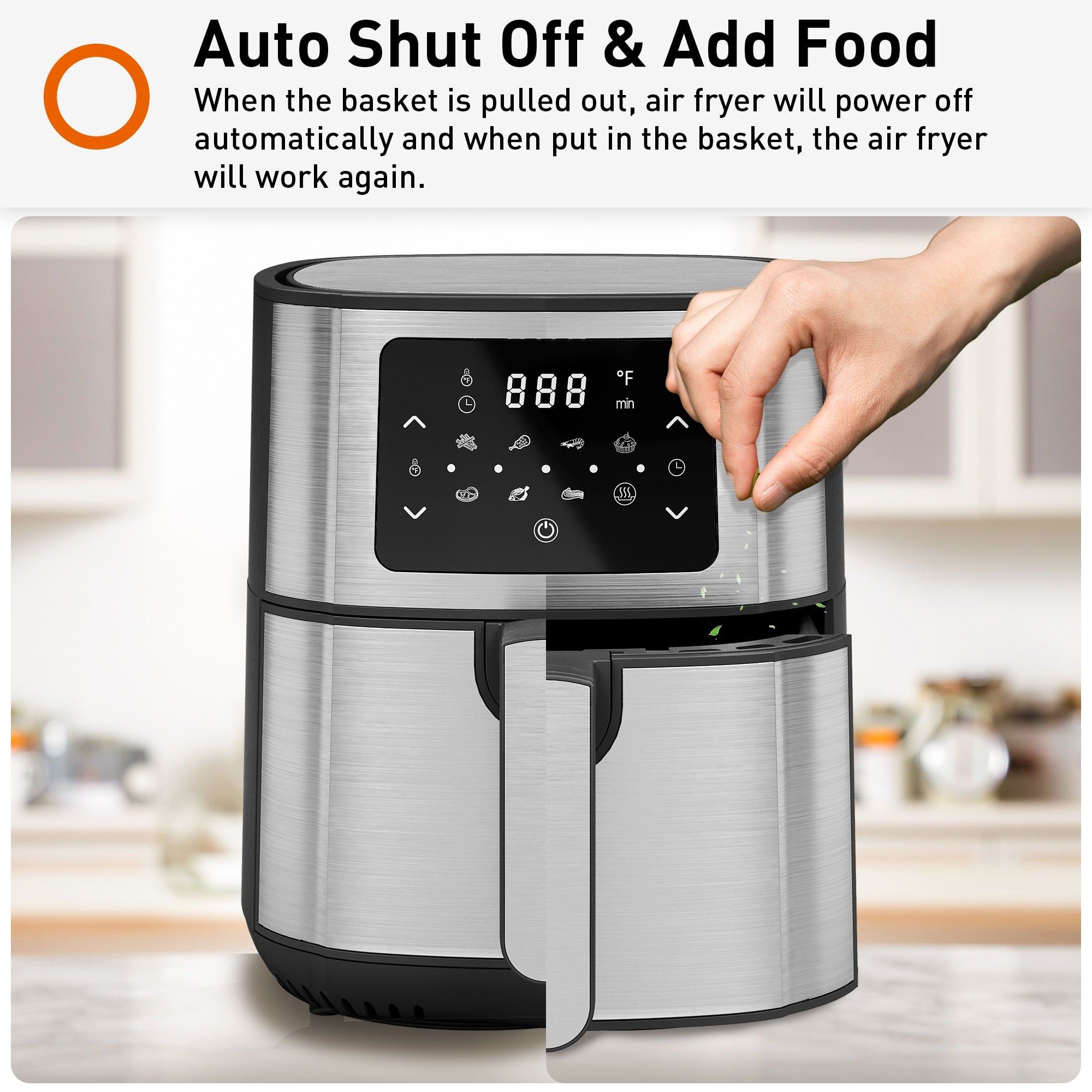 5.8Qt Big Capacity Air Fryer Toaster Oven, 8 Presets with AirFryer Cookbook, 1400W, LED Digital Screen,