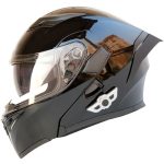 Men Women Bluetooth Built-In Flip-Up Motorcycle Helmet Waterproof DOT Approved Double Anti-Fog Visors 2 Speakers Inside