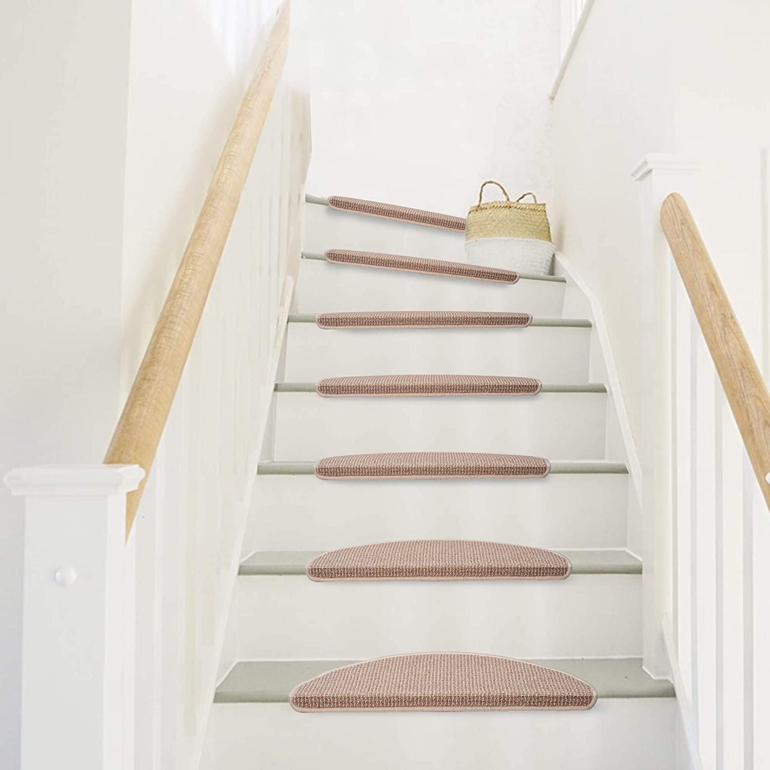 Qingbei Rina Carpet Stair Tread Mats, Non-Slip, Brown