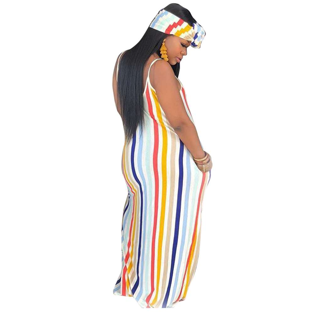 Colorful Stripes Strap Long Dress