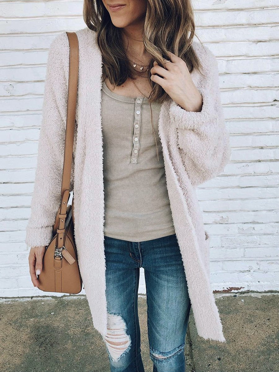 Casual Solid Color Long Sleeve Cardigan