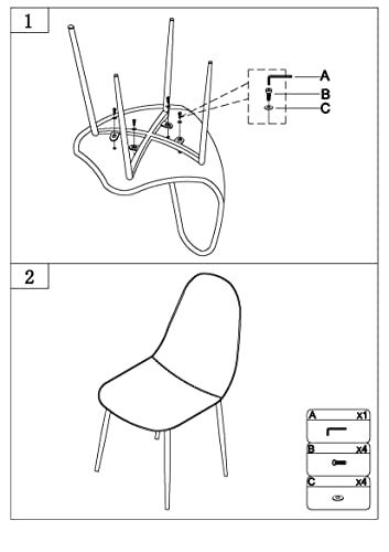 Dining Chair Set of 4, Modern Dining Kitchen Chair