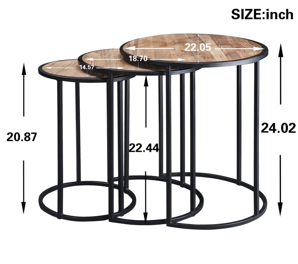CASAINC Brown Wood Round End Table | BH-338AAD
