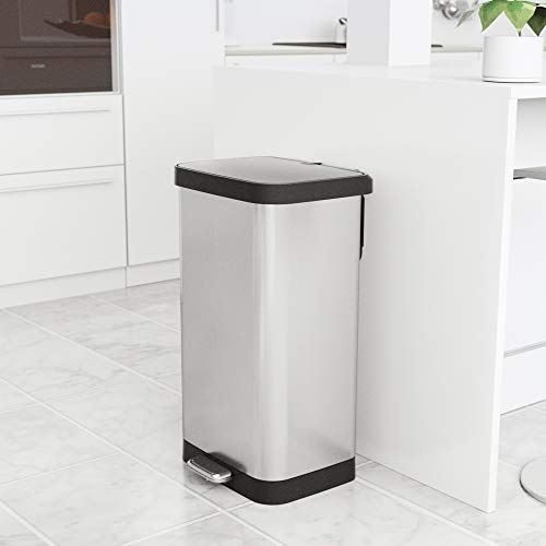 Large Metal Kitchen Garbage Bin with Soft Close Lid