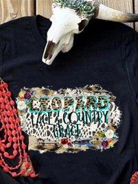 Black Short Sleeve Printed Cotton Shirts & Tops